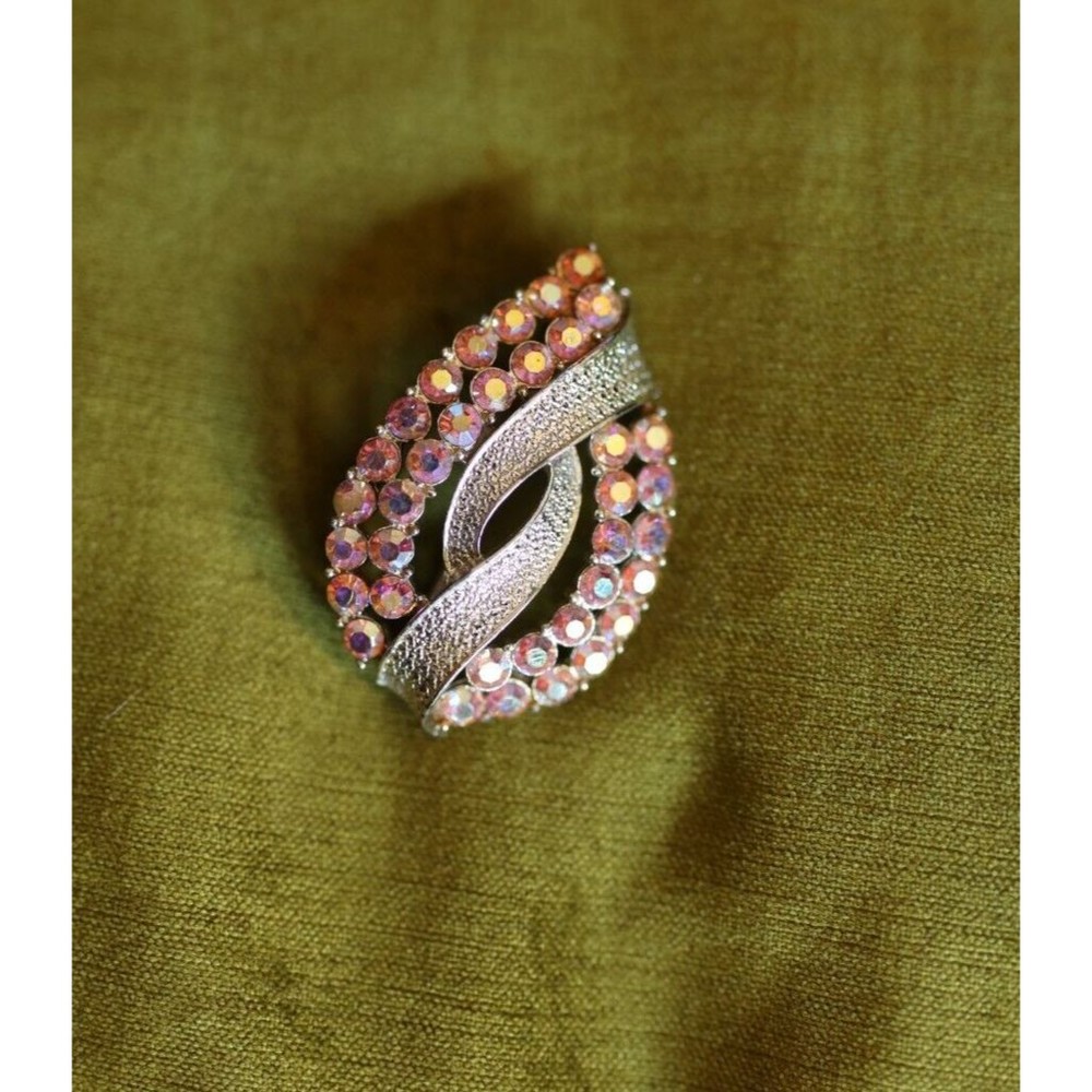 Vintage Pegasus Coro Pink Rhinestone GoldTone Brooch